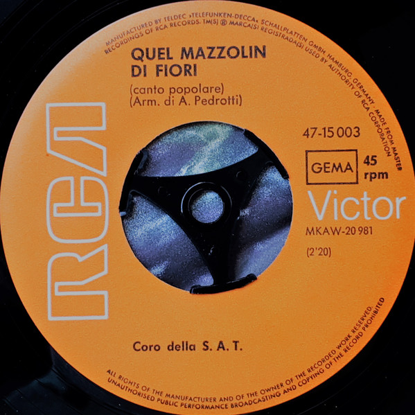 Cover zu Coro Della S.A.T. - La Montanara / Quel Mazzolin Di Fiori | Vinyl | Folk, World, & Country | Germany