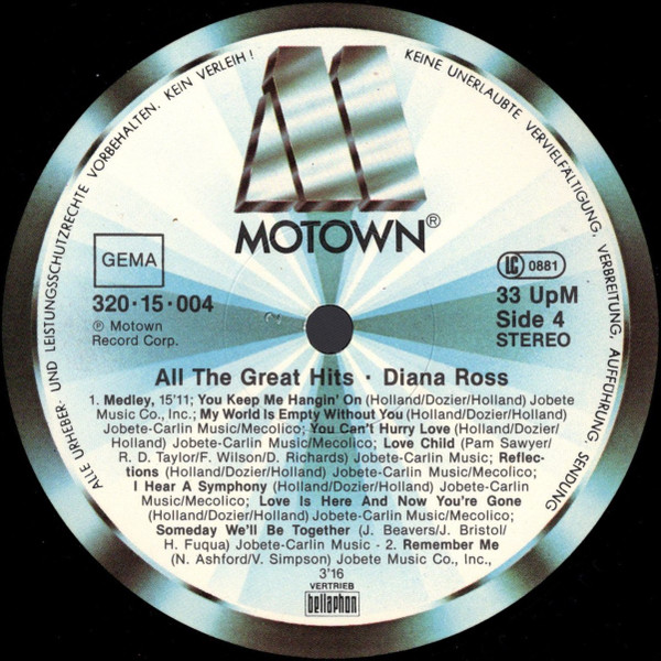 Cover zu Diana Ross - All The Great Hits | 1981 | Vinyl | Electronic, Funk / Soul | Germany