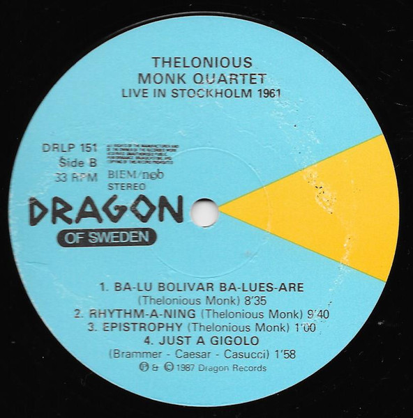 Cover zu The Thelonious Monk Quartet - Live In Stockholm 1961 | 1987 | Vinyl | Jazz | Sweden