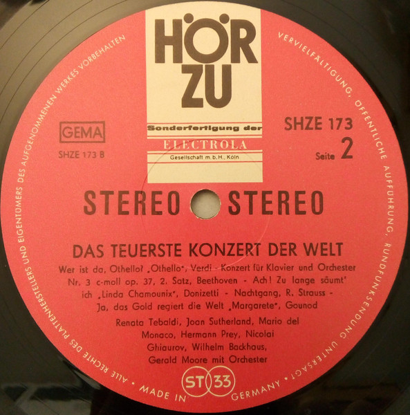 Cover zu Various - Das Teuerste Konzert Der Welt | Vinyl | Classical | Germany Schallplatten Ankauf