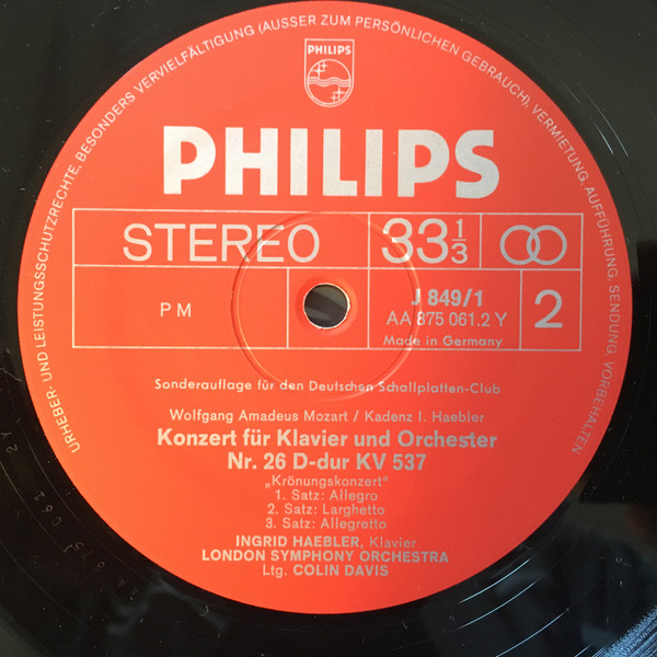 Cover zu Wolfgang Amadeus Mozart, Ingrid Haebler, London Symphony Orchestra Conducted By Sir Colin Davis - Krönungskonzerte | Vinyl | Classical | Germany