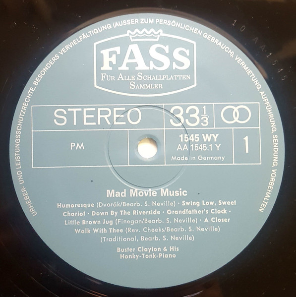 Cover zu Buster Clayton & His Honky-Tonk-Piano - Mad Movie Music | Vinyl | Folk, World, & Country | Germany Schallplatten Ankauf