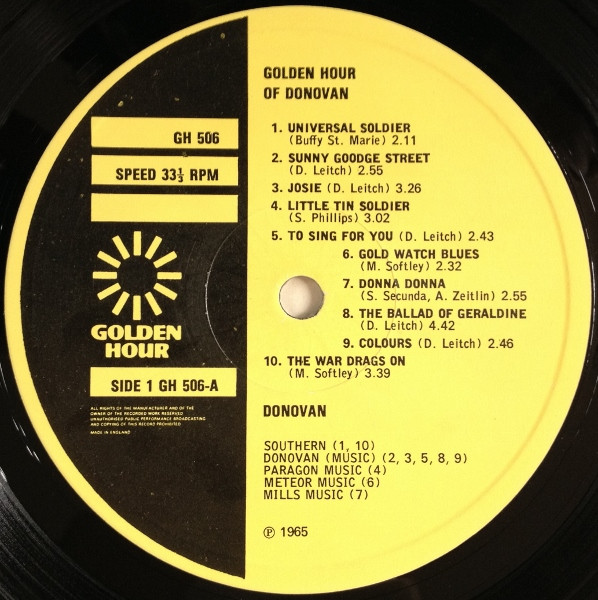 Cover zu Donovan - Golden Hour Of Donovan | 1971 | Vinyl | Rock | UK