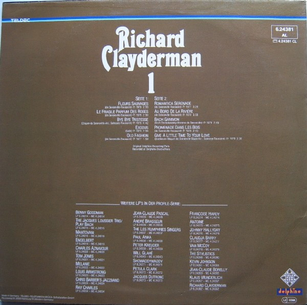 Cover zu Richard Clayderman - 1 | 1980 | Vinyl | Classical | Germany Schallplatten Ankauf