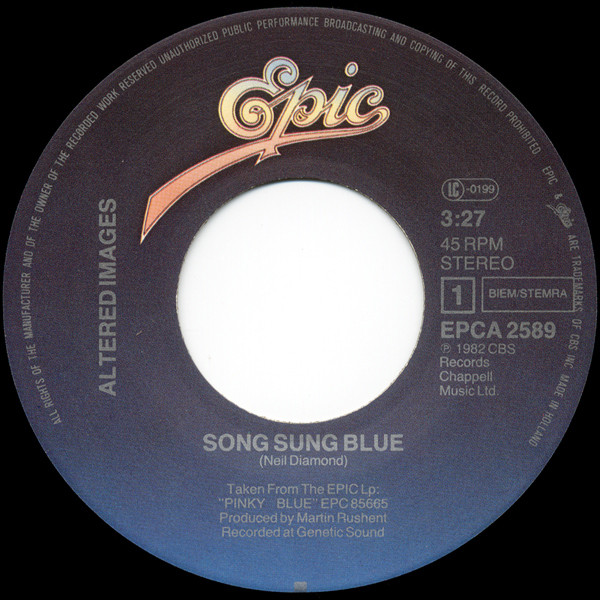Cover zu Altered Images - Song Sung Blue | 1982 | Vinyl | Rock | Europe
