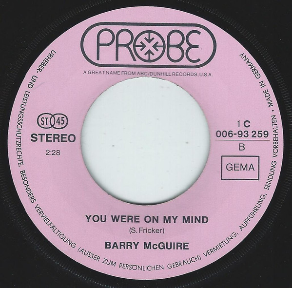 Cover zu Barry McGuire - Eve Of Destruction / You Were On My Mind | 1974 | 7