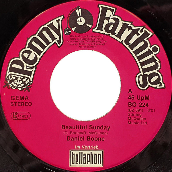Cover zu Daniel Boone - Beautiful Sunday / Beautiful Sunday (Deutsche Version) | 1980 | Vinyl | Rock, Pop | Germany Schallplatten Ankauf
