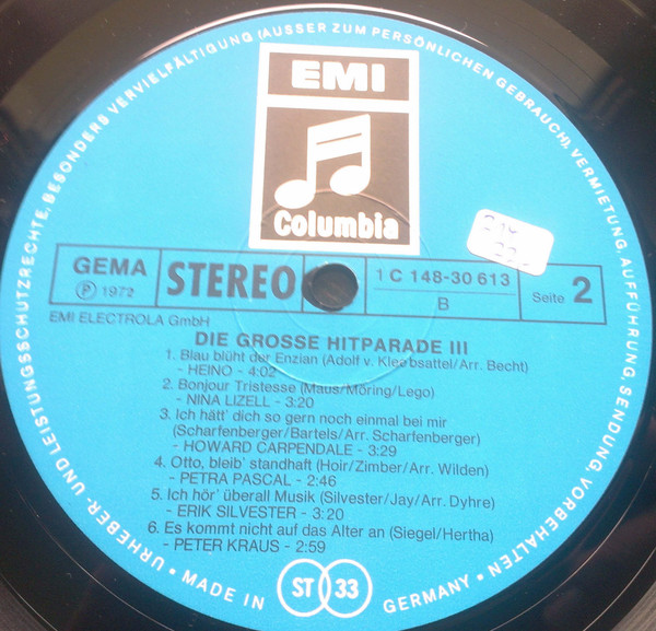 Cover zu Various - Die Große Hitparade 3 | 1972 | Vinyl | Pop | Germany