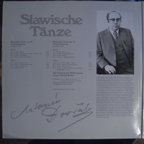 Cover zu Antonín Dvořák - The Czech Philharmonic Orchestra, Zdeněk Košler - Die Slawischen Tänze Op.46 Und 72 (Gesamtaufnahme) | 1980 | Vinyl | Classical | Germany
