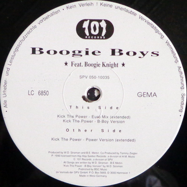 Cover zu Boogie Boys Featuring Boogie Knight - Kick The Power | 1990 | Vinyl | Electronic, Hip Hop | Germany Schallplatten Ankauf