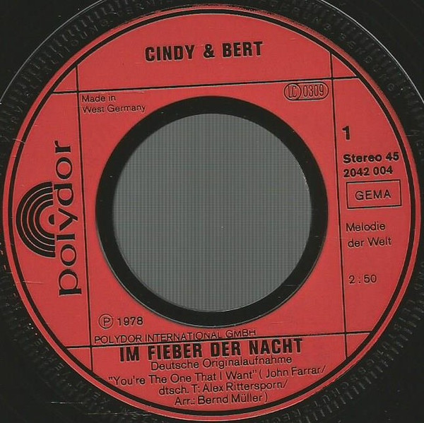 Cover zu Cindy & Bert - Im Fieber Der Nacht | 1978 | Vinyl | Pop | Germany