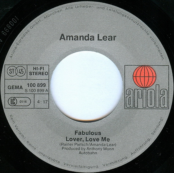 Cover zu Amanda Lear - Fabulous »Lover, Love Me« | 1979 | Vinyl | Electronic, Pop | Germany Schallplatten Ankauf