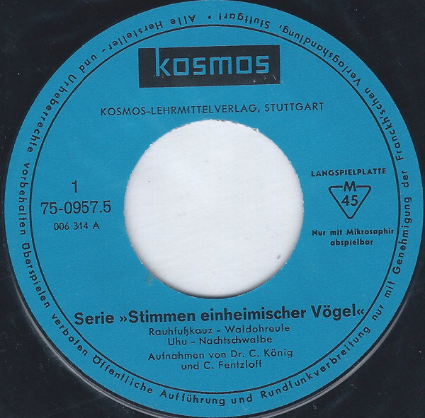 Cover zu Claus Fentzloff, Claus König, Gerhard Thielcke - Stimmen Einheimischer Vögel | Vinyl | Non-Music | Germany