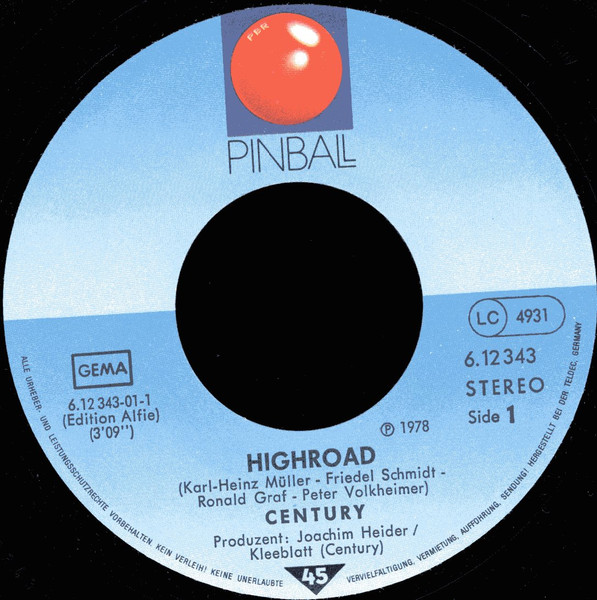 Cover zu Century (4) - Highroad | 1978 | Vinyl, Stereo, 45 RPM, 7