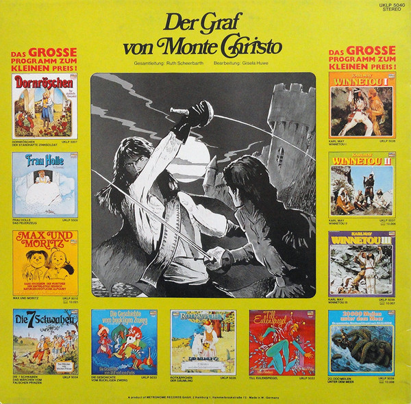 Cover zu Alexandre Dumas - Ruth Scheerbarth - Der Graf Von Monte Christo | 1972 | Vinyl | Non-Music, Children's | Germany Schallplatten Ankauf