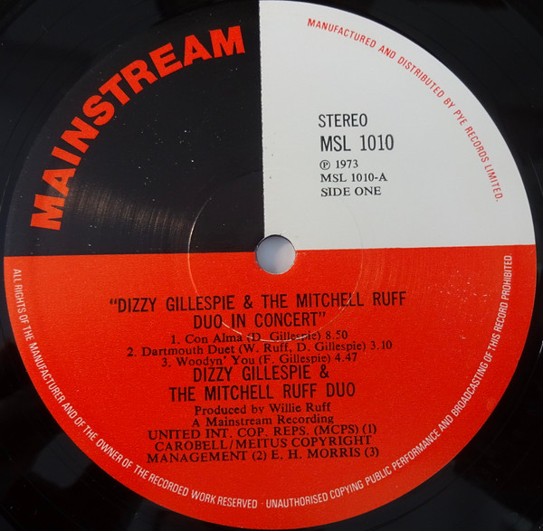 Cover zu Dizzy Gillespie And The Mitchell-Ruff Duo - In Concert | 1973 | Vinyl | Jazz | UK