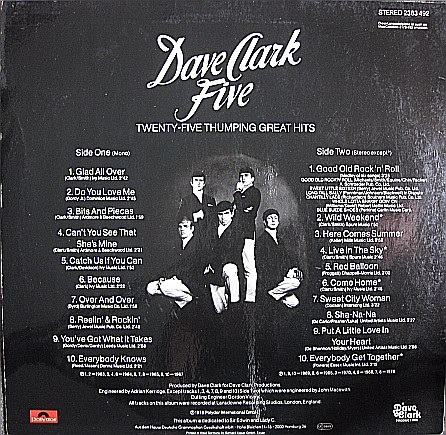 Cover zu The Dave Clark Five - 25 Thumping Great Hits | 1978 | Vinyl | Pop | Germany