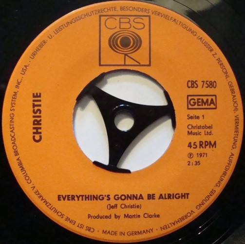 Cover zu Christie - Everything's Gonna Be Alright | 1971 | Vinyl | Rock | Germany Schallplatten Ankauf