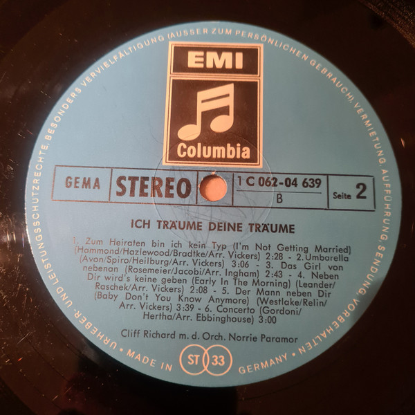 Cover zu Cliff Richard - Ich Träume Deine Träume | 1971 | Vinyl | Rock, Pop | Germany