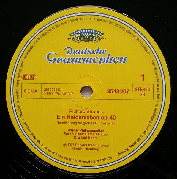 Cover zu Wiener Philharmoniker, Gerhart Hetzel, Karl Böhm, Richard Strauss - Ein Heldenleben | 1983 | Vinyl | Classical | Germany Schallplatten Ankauf