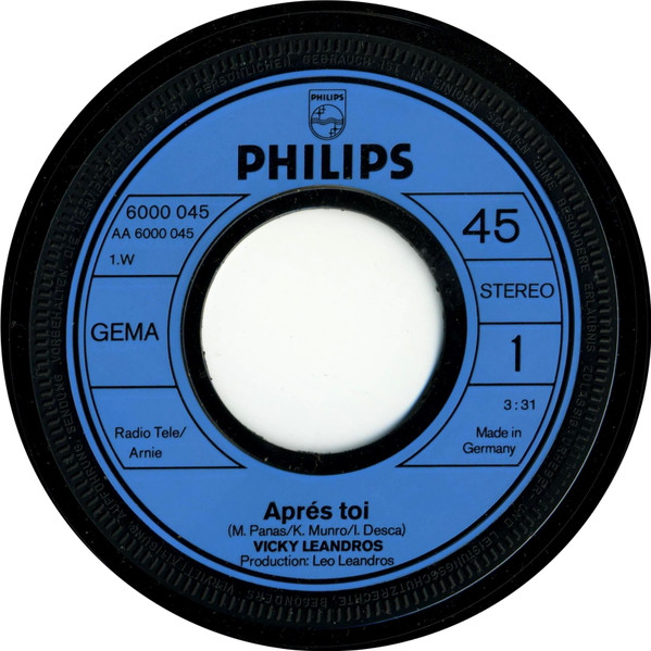 Cover zu Vicky Leandros - Après Toi | 1972 | Vinyl | Pop | Germany Schallplatten Ankauf