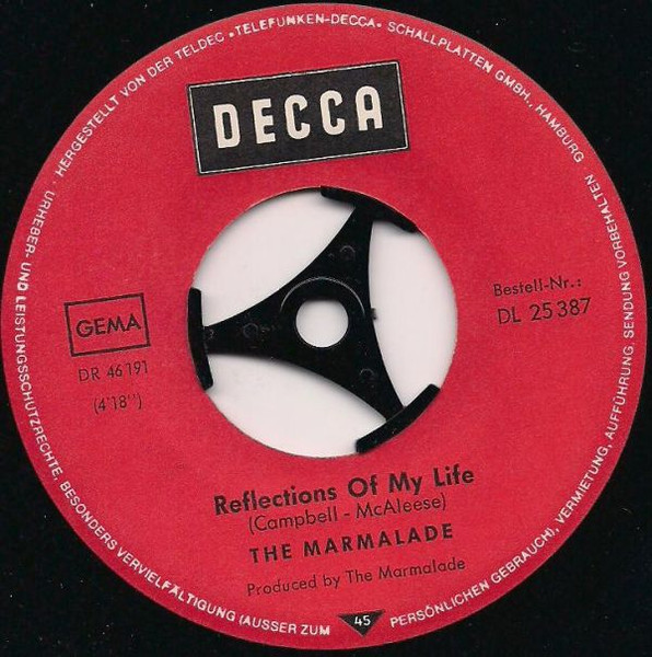 Cover zu The Marmalade - Reflections Of My Life | 1969 | 7
