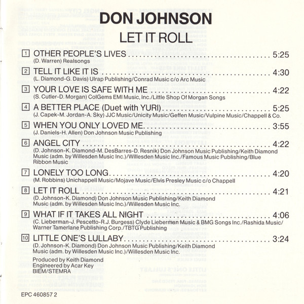 Cover zu Don Johnson - Let It Roll | 1989 | Vinyl | Rock, Pop | Europe