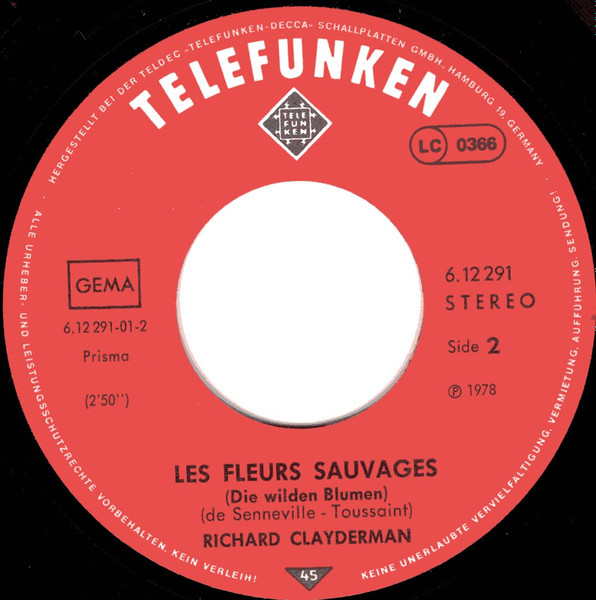 Cover zu Richard Clayderman - Au Bord De La Rivière / Les Fleurs Sauvages | 1978 | Vinyl | Pop, Classical | Germany