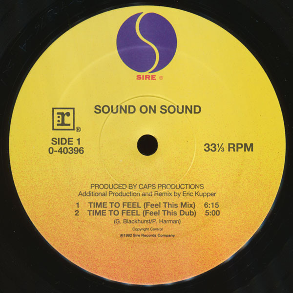 Cover zu Sound On Sound - Time To Feel | 1992 | Vinyl | Electronic | US Schallplatten Ankauf