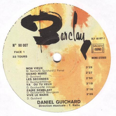 Cover zu Daniel Guichard - Daniel Guichard | 1974 | Vinyl | Pop | France