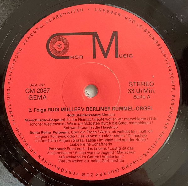 Cover zu 52er Gebrüder Bruder Konzertorgel, Rudi Müller (4) - Berliner Bummel Orgel Folge 2 | Vinyl | Pop, Classical, Brass & Military, Folk, World, & Country | Germany