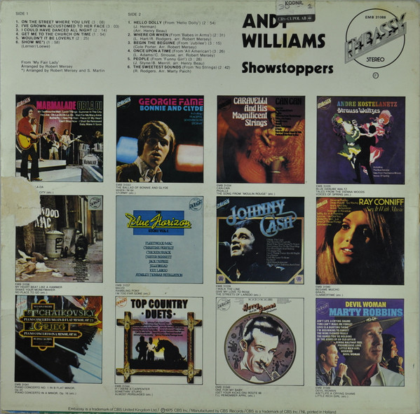 Cover zu Andy Williams - Showstoppers | 1974 | Vinyl | Pop | Netherlands