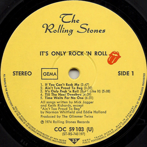 Cover zu The Rolling Stones - It's Only Rock 'N Roll | 1974 | LP, Album | Rock | Germany