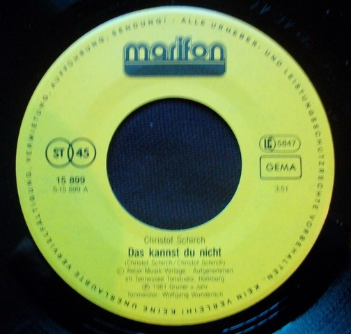 Cover zu Christof Schirch - Das Kannst Du Nicht / Geh' Zu Ihm | 1981 | Vinyl | Pop | Germany Schallplatten Ankauf