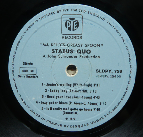 Cover zu Status Quo - Ma Kelly's Greasy Spoon | 1970 | Vinyl | Rock, Blues | France