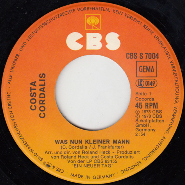 Cover zu Costa Cordalis - Was Nun Kleiner Mann | 1978 | Vinyl | Pop | Germany Schallplatten Ankauf
