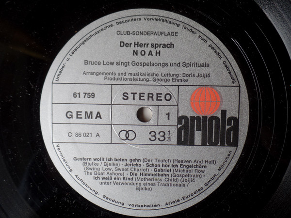 Cover zu Bruce Low - Der Herr Sprach Noah (Bruce Low Singt Gospelsongs Und Spirituals) | 1972 | Vinyl | Blues, Folk, World, & Country | Germany Schallplatten Ankauf