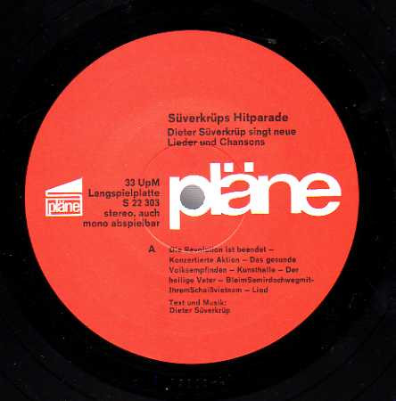 Cover zu Dieter Süverkrüp - Süverkrüps Hitparade - Dieter Süverkrüp Singt Neue Lieder Und Chansons | 1971 | Vinyl | Folk, World, & Country | Germany Schallplatten Ankauf