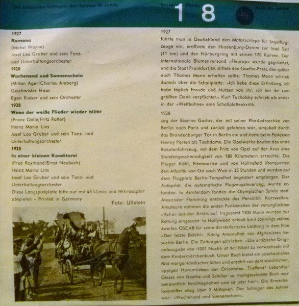 Cover zu Various - Die Schönsten Schlager Der Letzten 50 Jahre - Serie 1, Platte 8 | Vinyl | Pop | Germany Schallplatten Ankauf