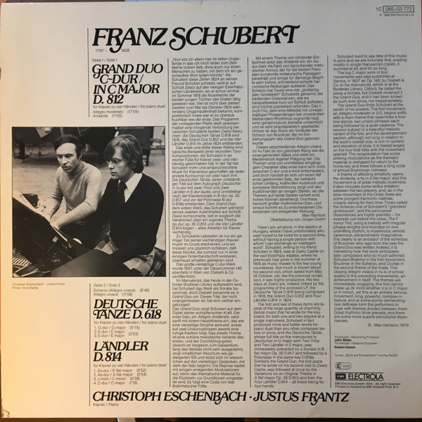 Cover zu Christoph Eschenbach, Justus Frantz, Franz Schubert - Grand Duo D.812, 4 Ländler D.814, Deutsche Tänze D.618 | 1979 | Vinyl | Classical | Germany Schallplatten Ankauf