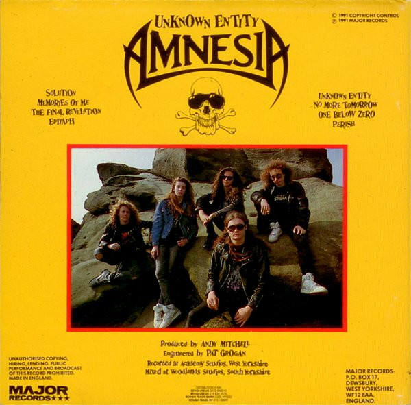 Cover zu Amnesia (14) - Unknown Entity | 1991 | CD, Album | Rock | UK Schallplatten Ankauf