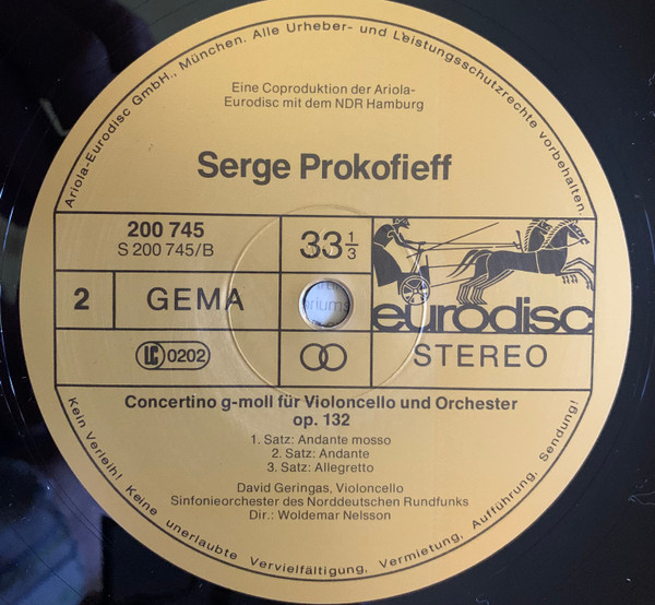 Cover zu David Geringas, Joseph Haydn / Sergei Prokofiev, NDR Sinfonieorchester, Woldemar Nelsson - Konzert Nr. 2 D-dur = Major / Concertino G-moll = minor Op. 132 Für Violoncello & Orchester | 1979 Schallplatten Ankauf