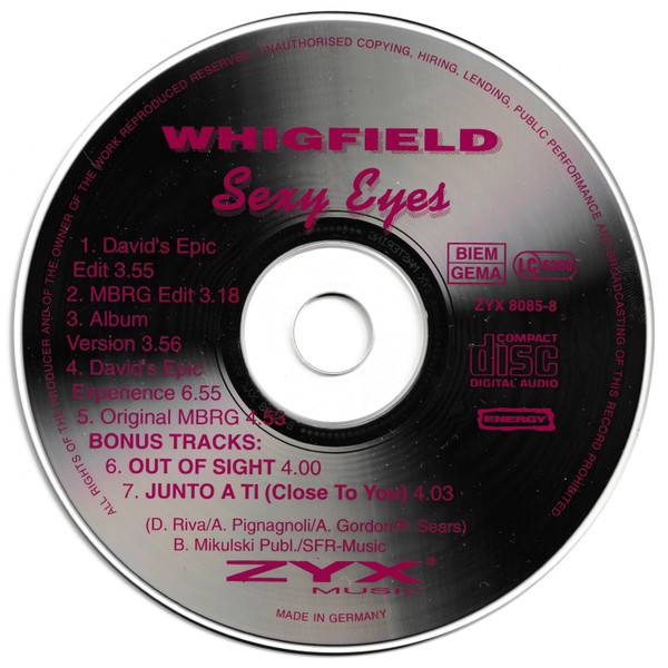 Cover zu Whigfield - Sexy Eyes | 1996 | Vinyl | Electronic, Pop | Germany