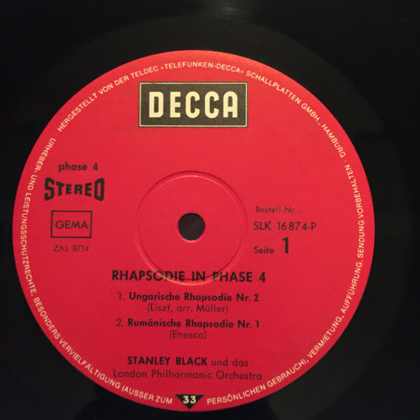 Cover zu Stanley Black Und London Philharmonic Orchestra - Rhapsodie In Phase Four | Vinyl | Classical | Germany Schallplatten Ankauf
