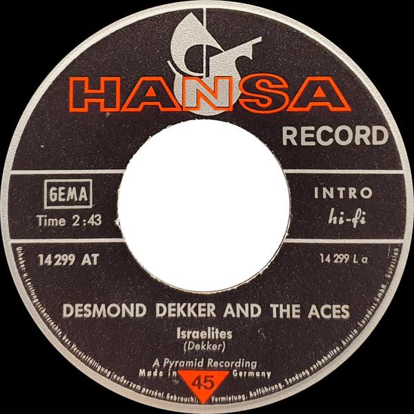 Cover zu Desmond Dekker & The Aces - Israelites | 1969 | Vinyl | Reggae, Pop | Germany