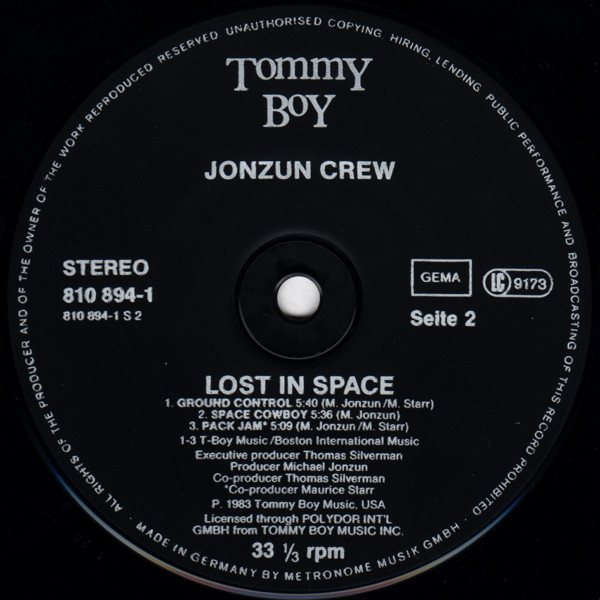 Cover zu The Jonzun Crew - Lost In Space | 1983 | Vinyl | Electronic, Hip Hop | Germany Schallplatten Ankauf
