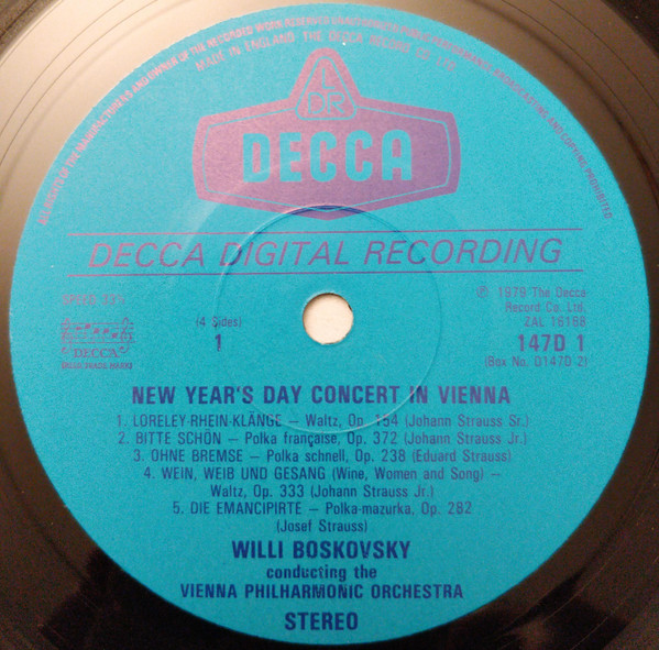 Cover zu Wiener Philharmoniker, Willi Boskovsky - New Year's Day Concert In Vienna = Neujahrskonzert In Wien = Concert Du Nouvel An, A Vienne | 1979 | Vinyl | Classical | UK & Europe Schallplatten Ankauf