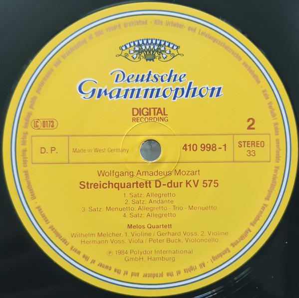 Cover zu Wolfgang Amadeus Mozart, Melos Quartett - Streichquartette = String Quartets KV 499 · KV 575 | 1984 | Vinyl | Classical | Germany