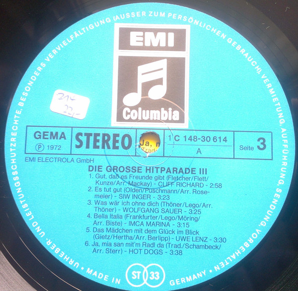 Cover zu Various - Die Große Hitparade 3 | 1972 | Vinyl | Pop | Germany