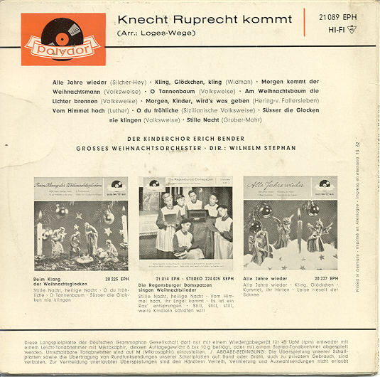 Cover zu Der Bendersche Kinderchor - Knecht Ruprecht Kommt | 1962 | Vinyl | Pop, Folk, World, & Country | Germany Schallplatten Ankauf